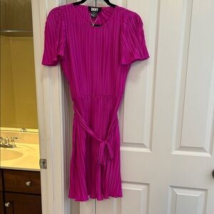 DKNY Fuchsia Pleated Mini Dress